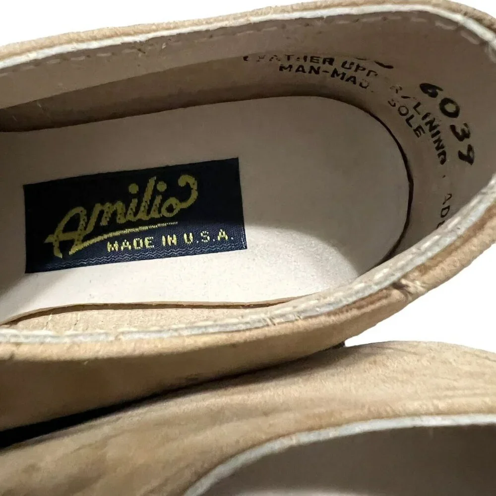 Amilio Sz 7.5 Little Kid Tan Bucks Oxford Shoes